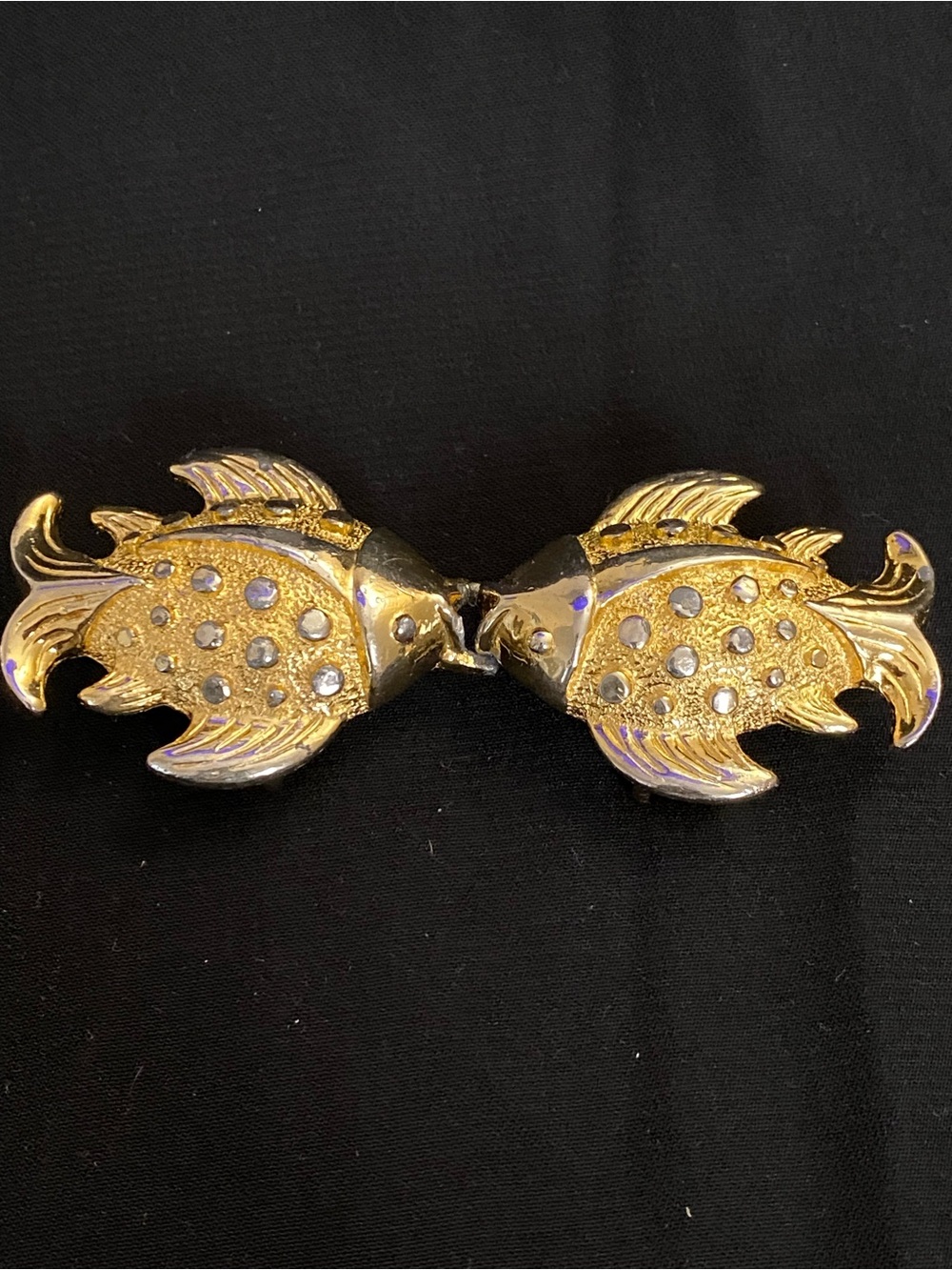 Vintage 1970s Jeanne Bouchever Interlocking
Kissing Fish Belt Buckle - Two-Tone